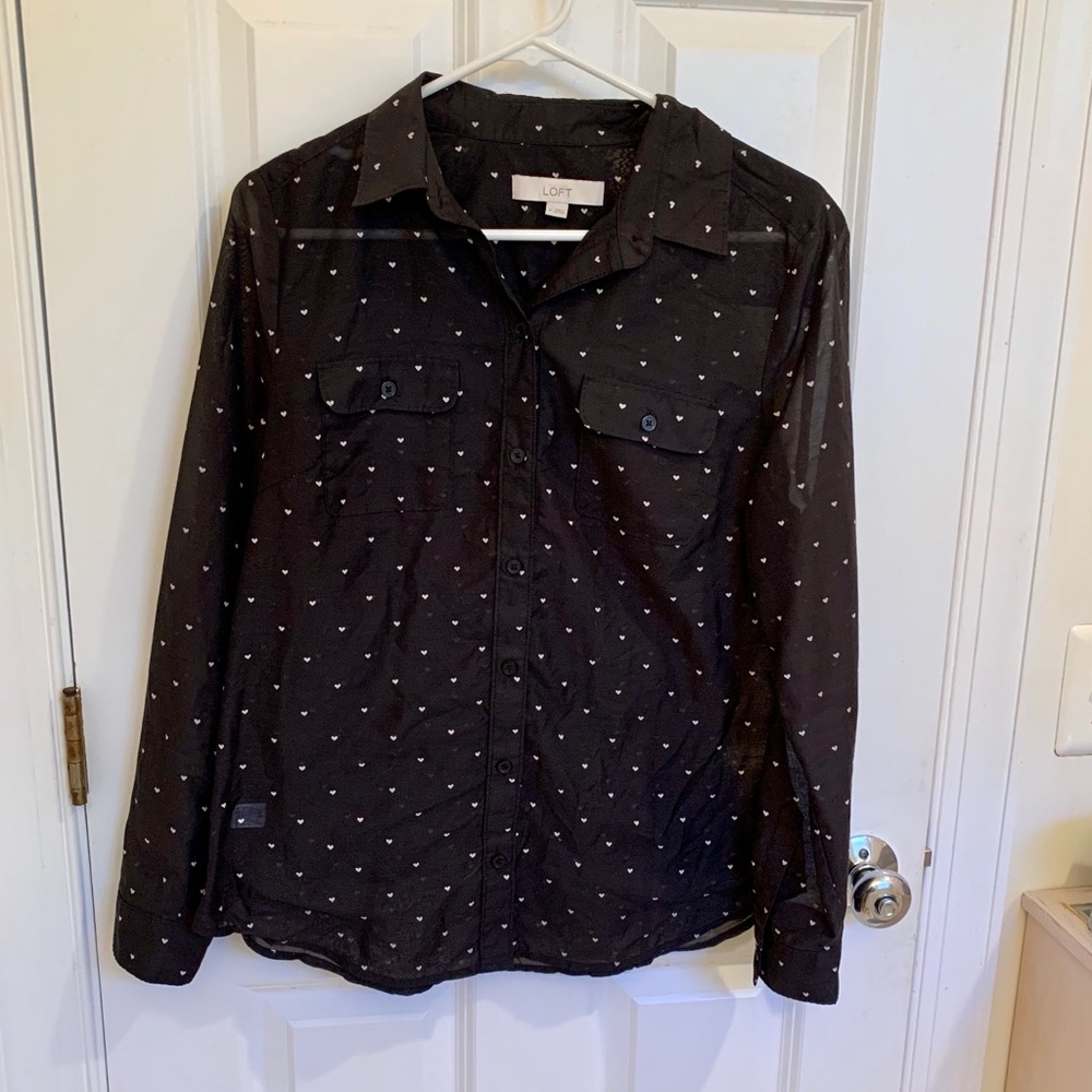 Loft mini hearts button down - Picture 2 of 5
